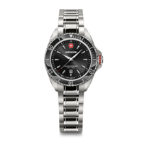 Women's watch silver-black Ø 34 mm Elegant quartz watch, made in Switzerland