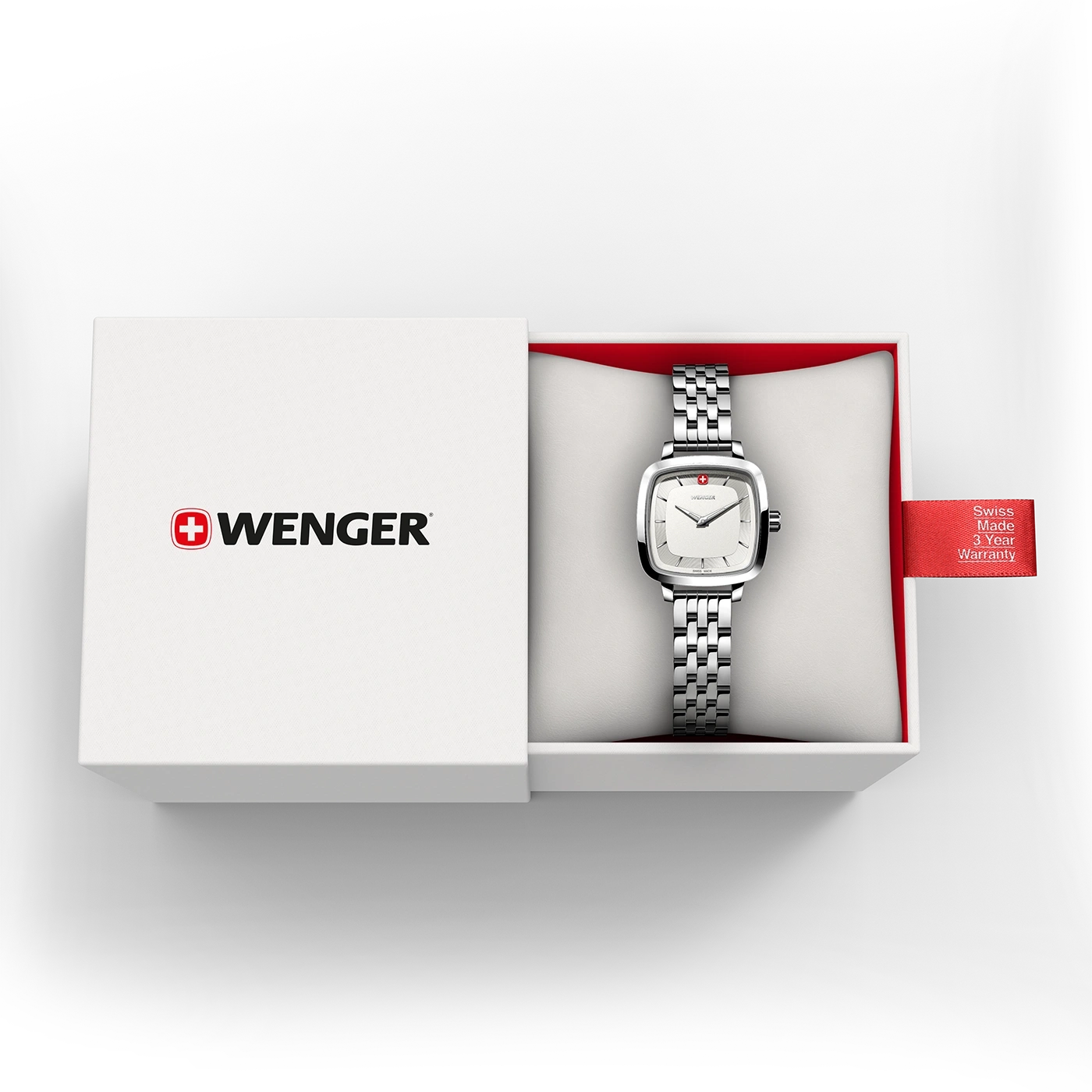 Wenger Uhr in einer Box. Schweizer Uhr mit 3 Jahren Garantie.