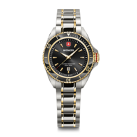 Women's watch gold-black Ø 34 mm Elegant quartz watch, made in Switzerland