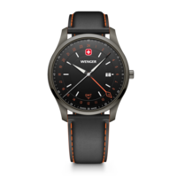 Men's watch black-black Ø 42 mm Swiss Made Quartz Watch with GMT Function