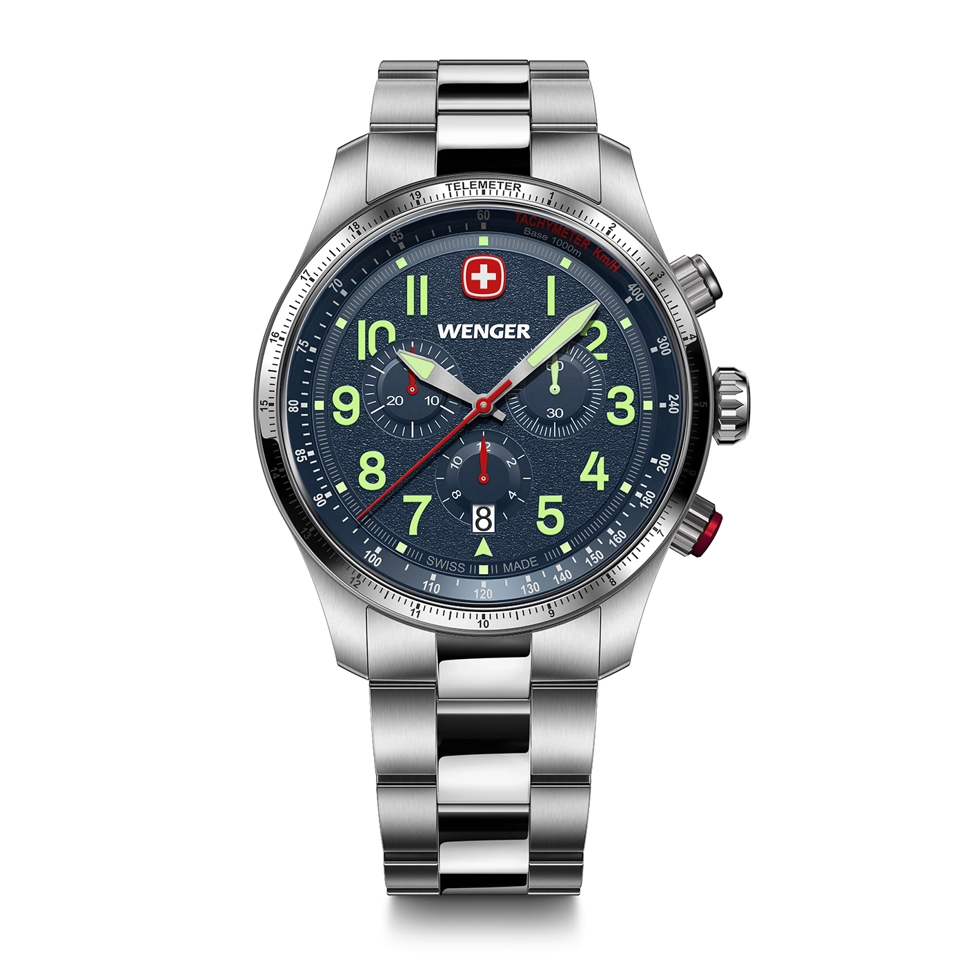 Chrono men's watch silver-blue Ø 43 mm Sporty chronograph with unrivalled aesthetics