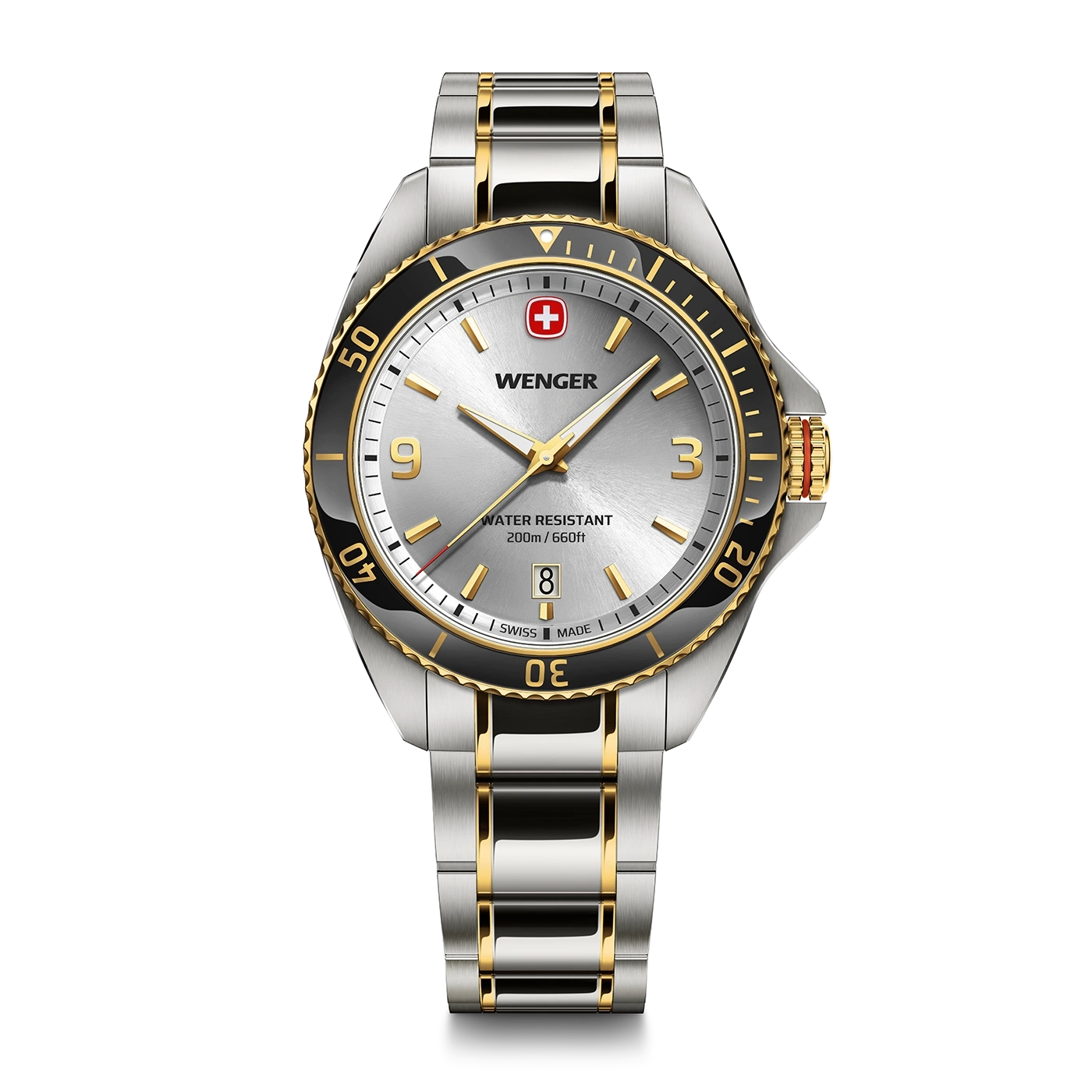 Men's watch silver two-coloured Ø 40 mm Elegant quartz watch, made in Switzerland