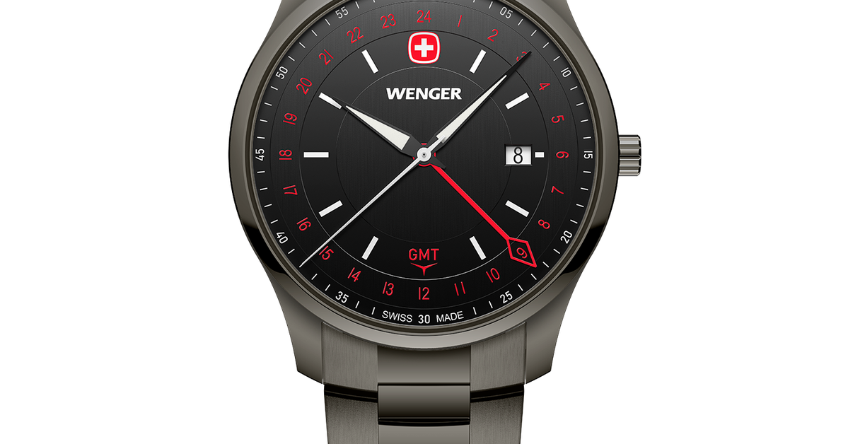 Wenger City GMT Men's watch silver-black Ø 42 mm
