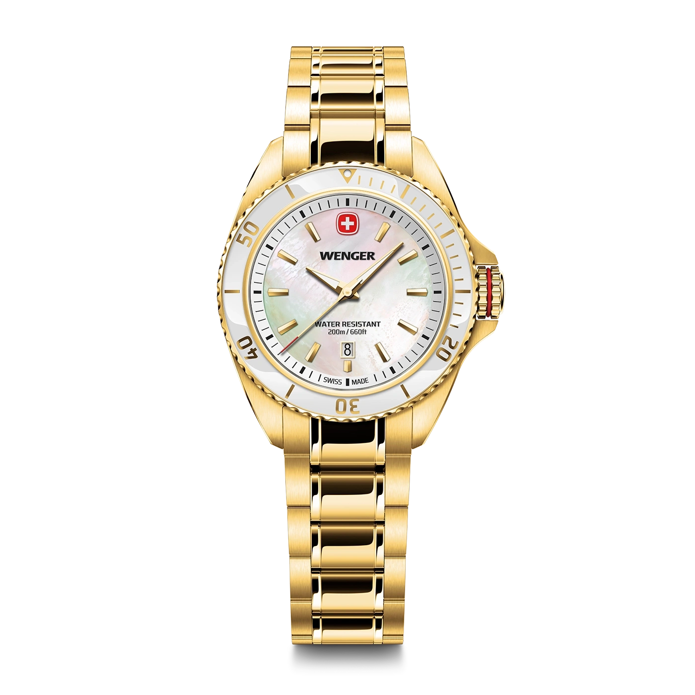 Women's watch gold-white Ø 34 mm Elegant quartz watch, made in Switzerland