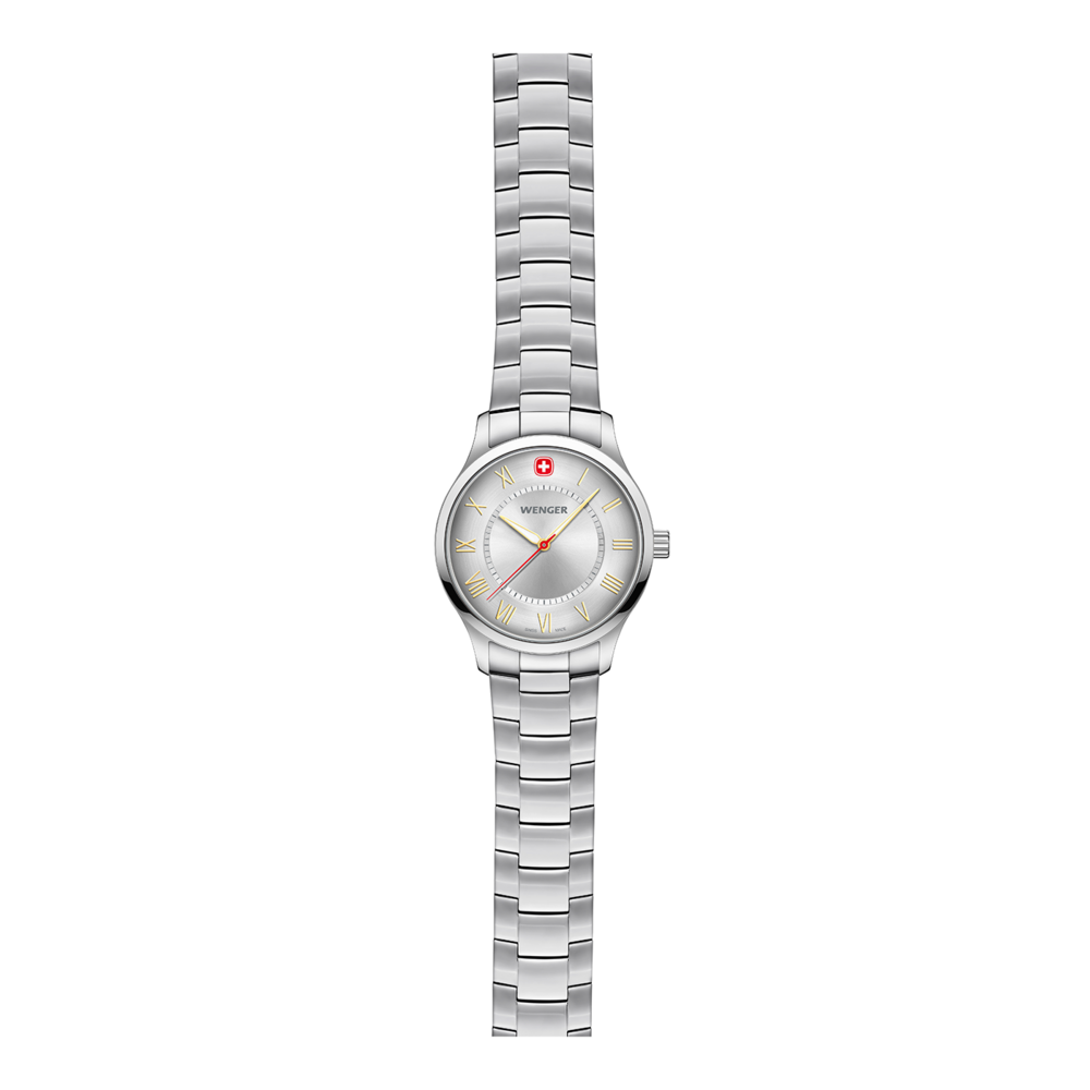 Wenger women's watch with silver dial and bracelet, Roman numerals
