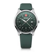 Men's watch silver-green Ø 42 mm Swiss Made Quartz Watch with GMT Function