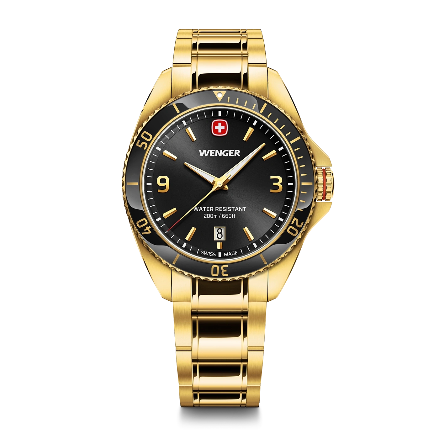 Men's watch black-gold Ø 40 mm Elegant quartz watch, made in Switzerland