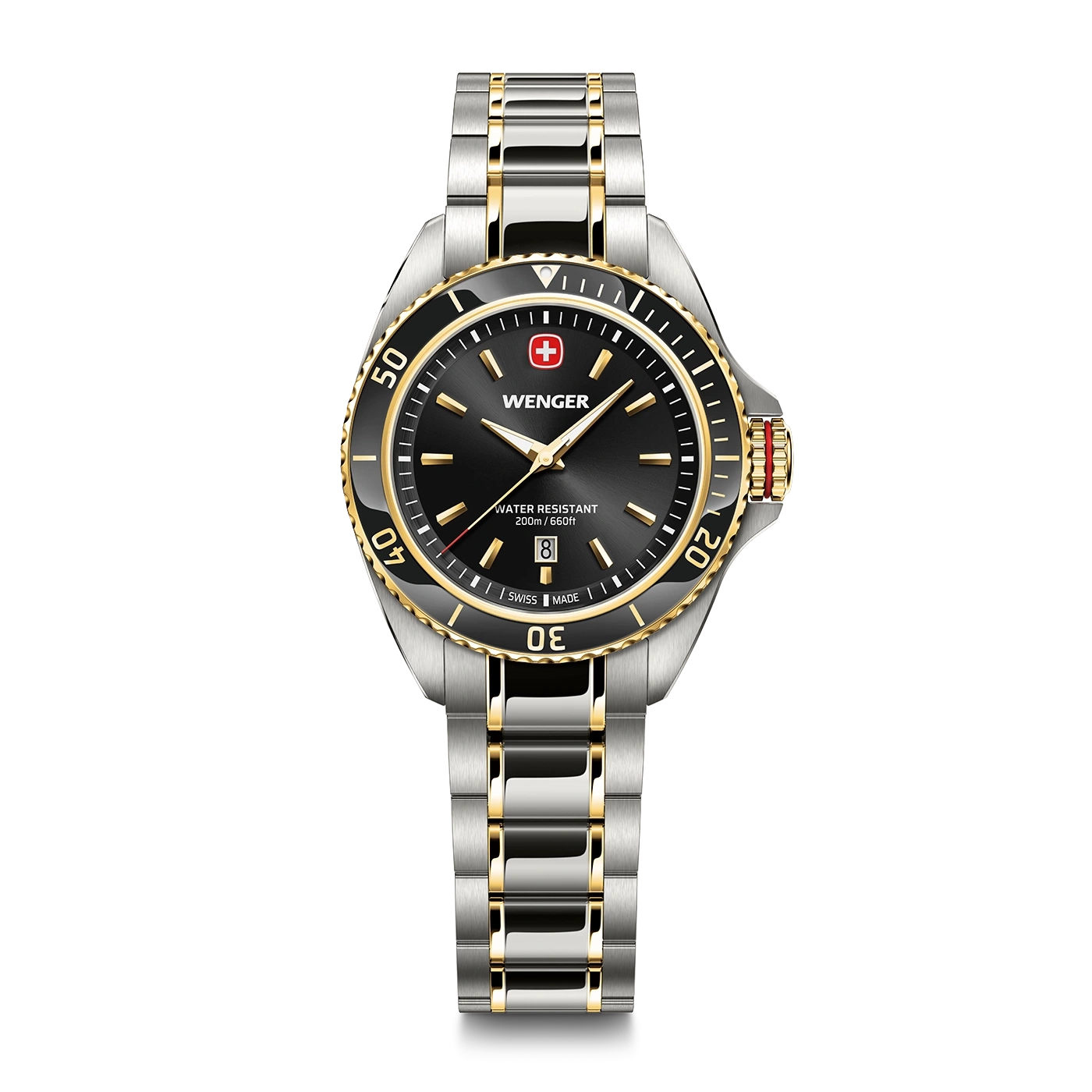 Women's watch gold-black Ø 34 mm Elegant quartz watch, made in Switzerland