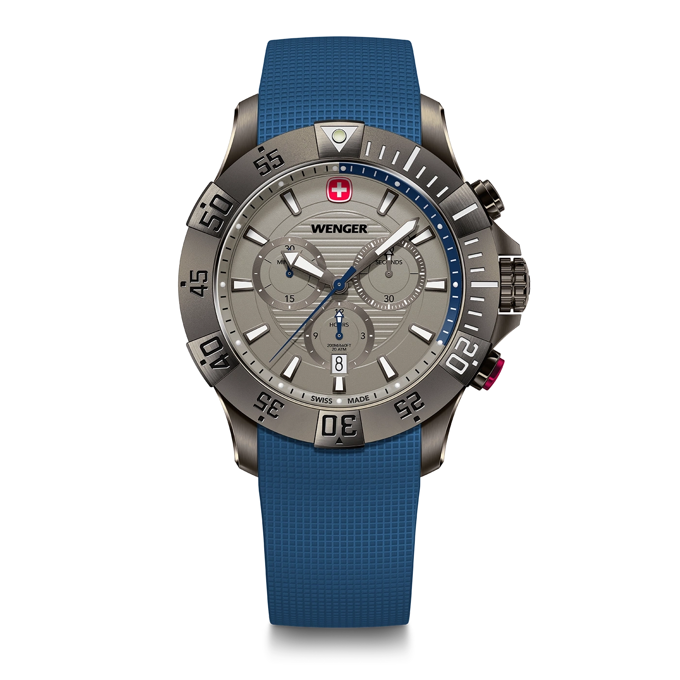 Chrono men's watch blue-grey Ø 43 mm Sporty, water-resistant quartz chronograph for all urban adventurers