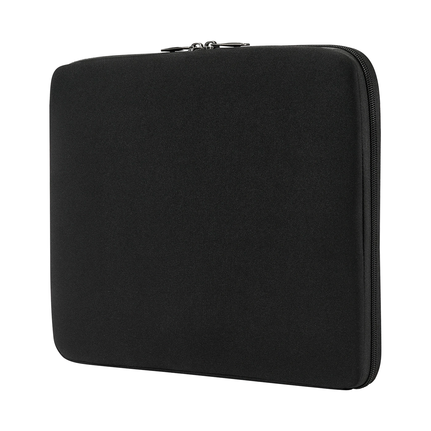 Schwarze Laptoptasche mit Reißverschluss. Schlichtes Design, Schutz für Geräte.