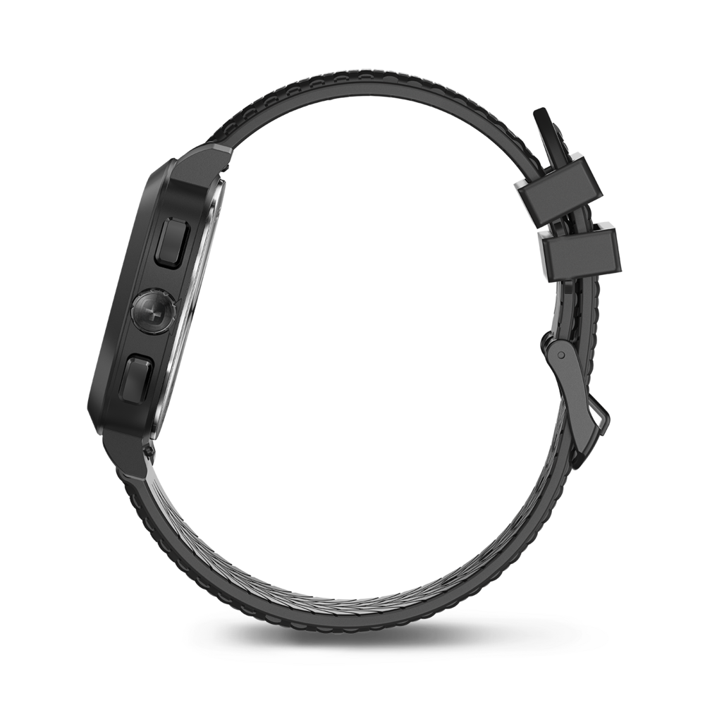 Black smartwatch with strap, side view, close-up, technology, modern design