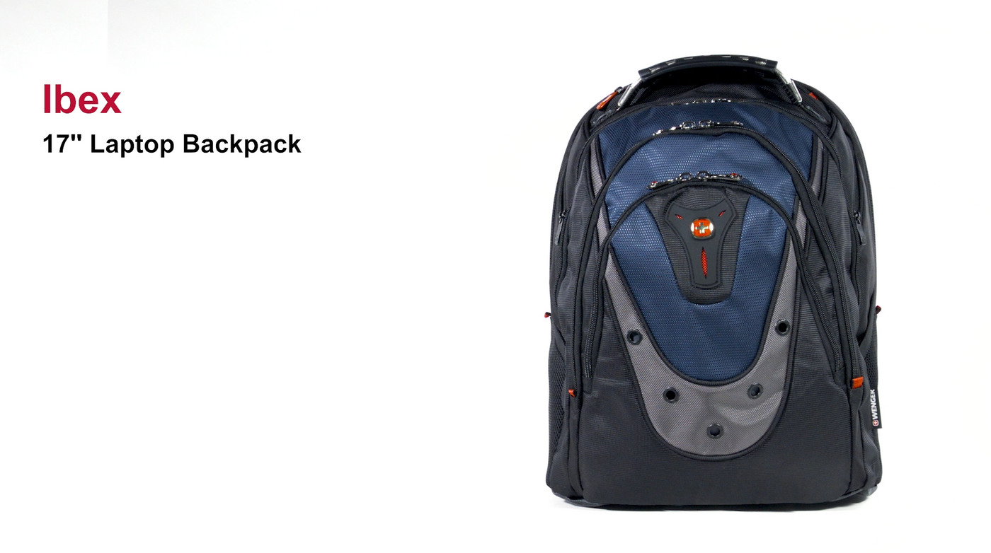 Wenger Ibex 17" Laptop Backpack, blue and black, isolated on white background