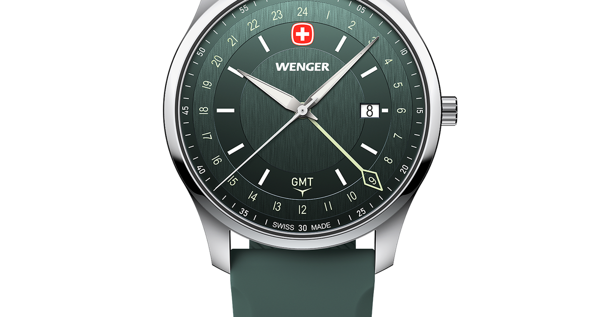 Wenger City GMT Men's watch silver-green Ø 42 mm