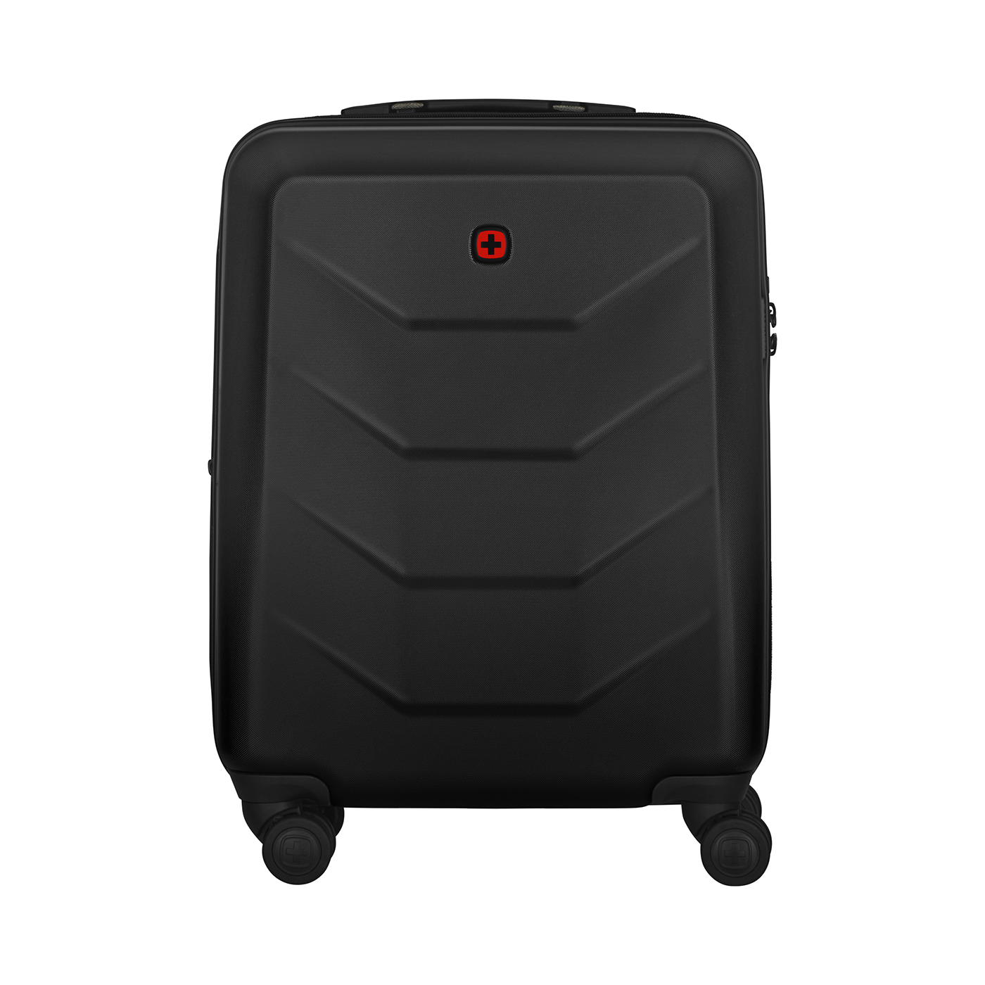 Black suitcase with red cross, luggage, hard shell, wheels, travel bag