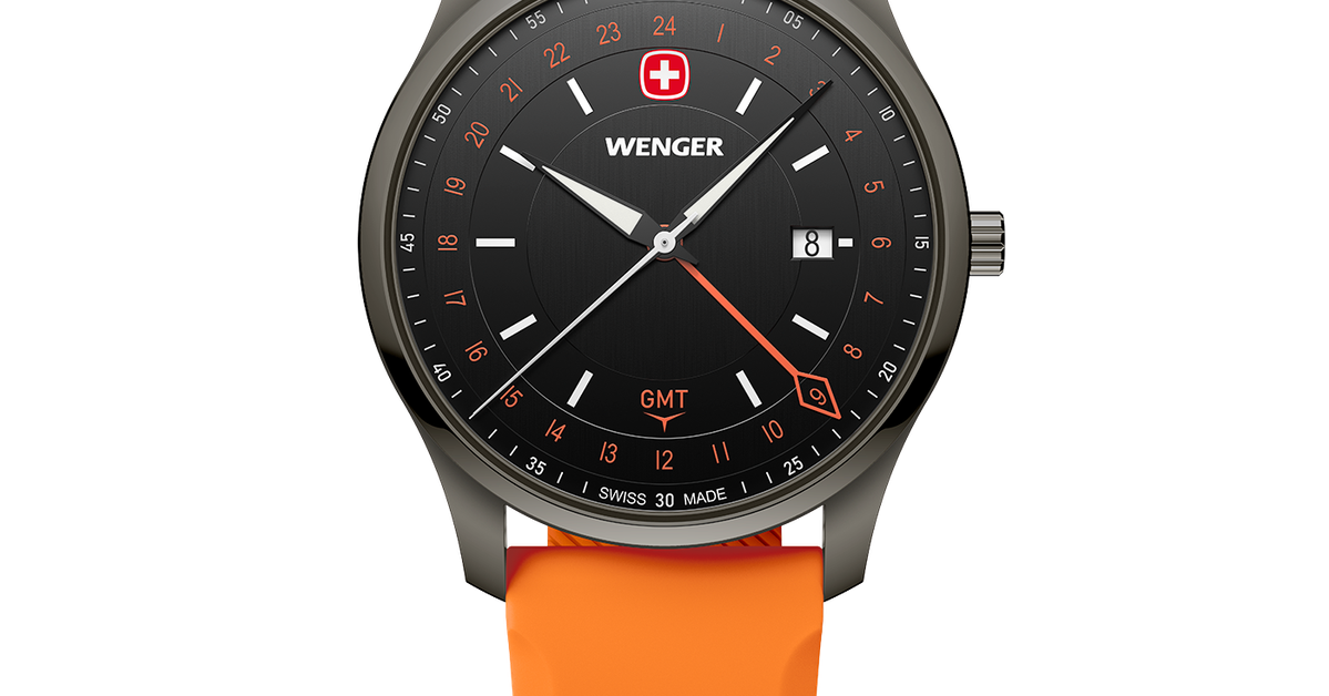 Wenger City GMT Men's watch black-orange Ø 42 mm