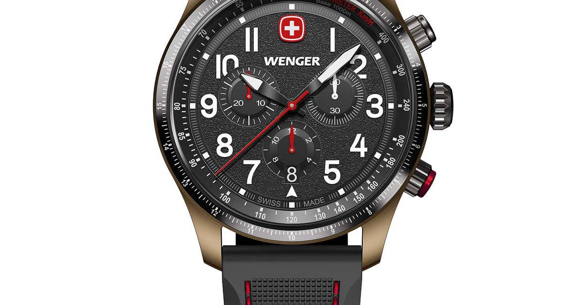 Wenger Terragraph Chrono men's watch black-rosé Ø 43 mm