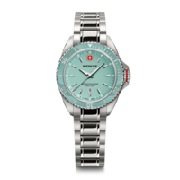 Women's watch silver-blue Ø 34 mm Elegant quartz watch, made in Switzerland