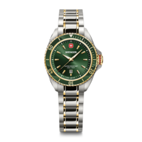Women's watch gold-green Ø 34 mm Elegant quartz watch, made in Switzerland
