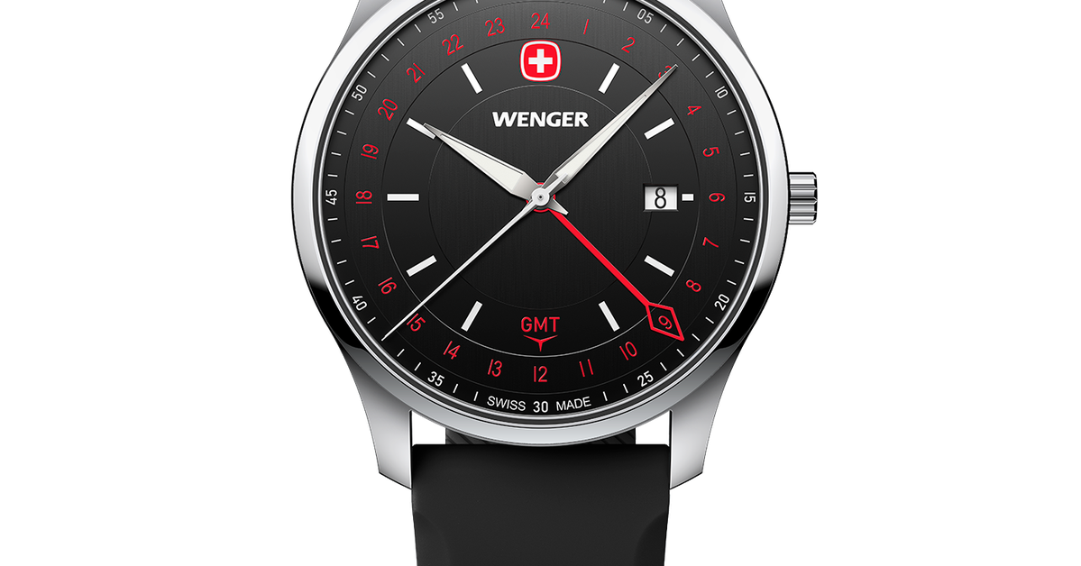 Wenger City GMT Men's watch silver-black Ø 42 mm