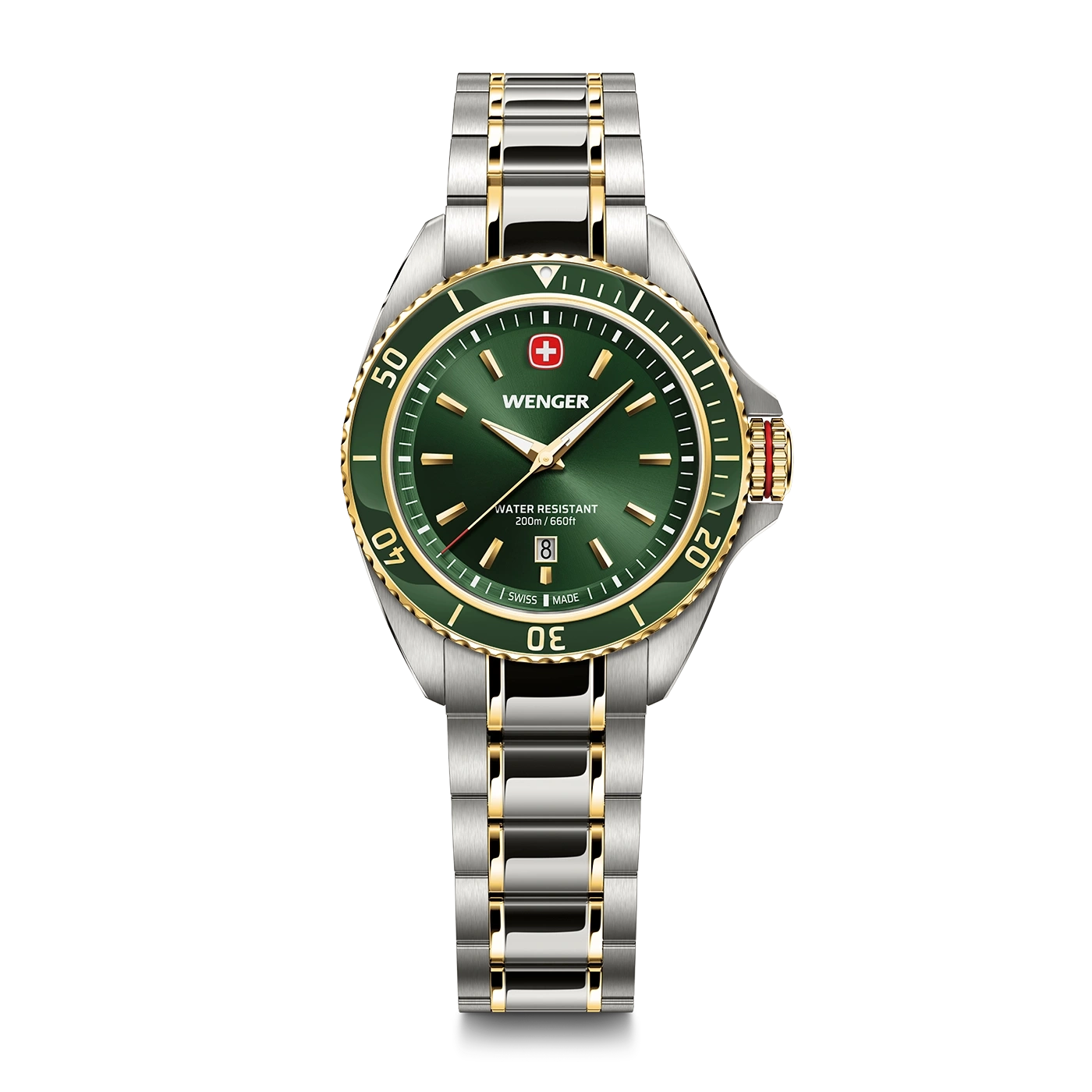 Women's watch gold-green Ø 34 mm Elegant quartz watch, made in Switzerland