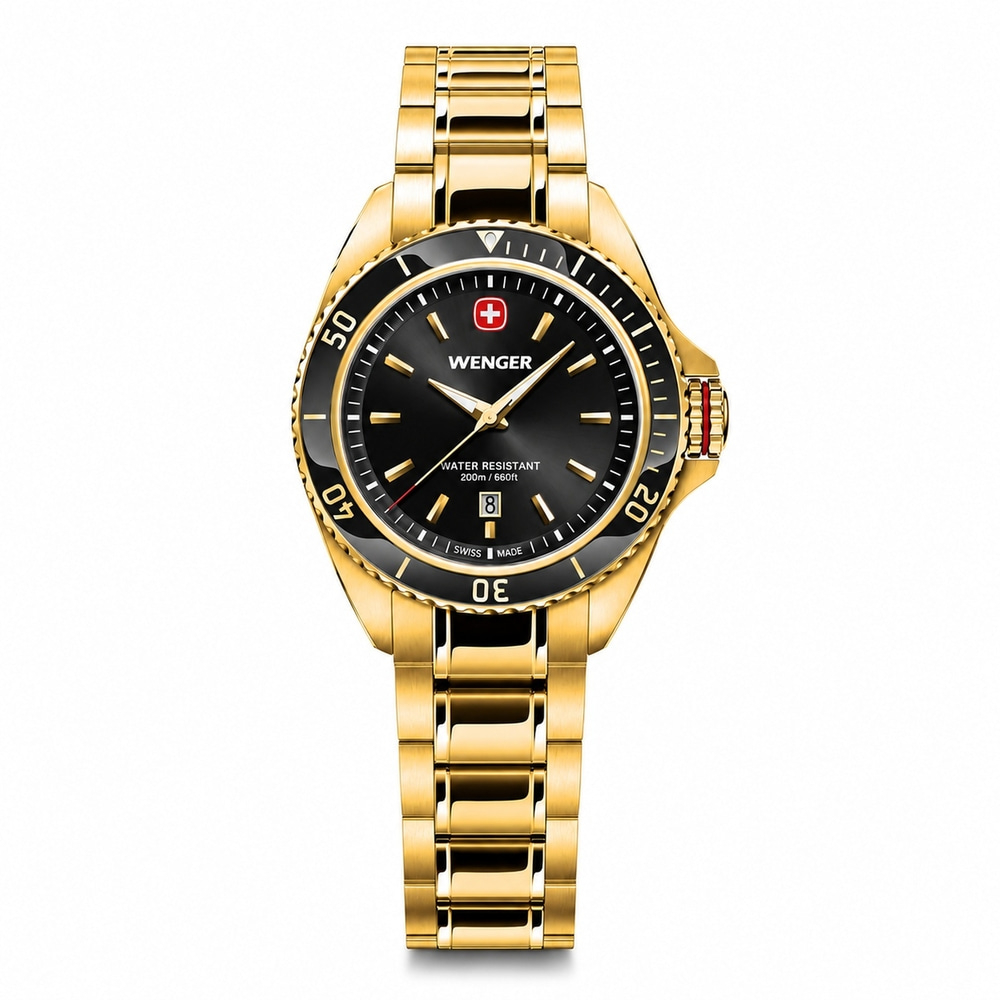Women's watch gold-black Ø 34 mm Elegant quartz watch, made in Switzerland
