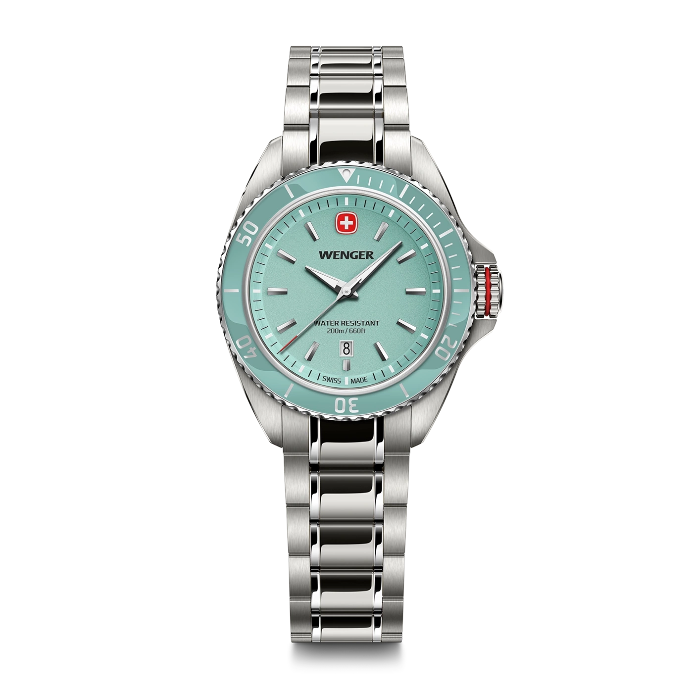 Women's watch silver-blue Ø 34 mm Elegant quartz watch, made in Switzerland