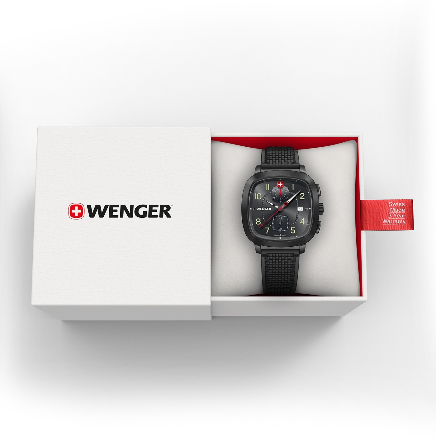 Wenger watch in a box, black, Swiss Made, 3 year warranty