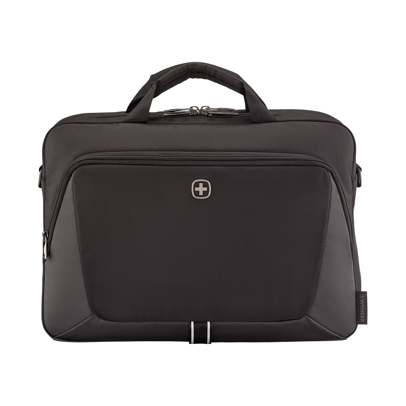 Black laptop bag with handle and logo, Wenger brand, for office or travel use.