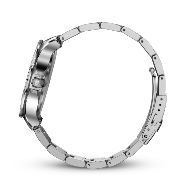 Metal watch side view, bracelet, silver, detail shot, isolated, accessory