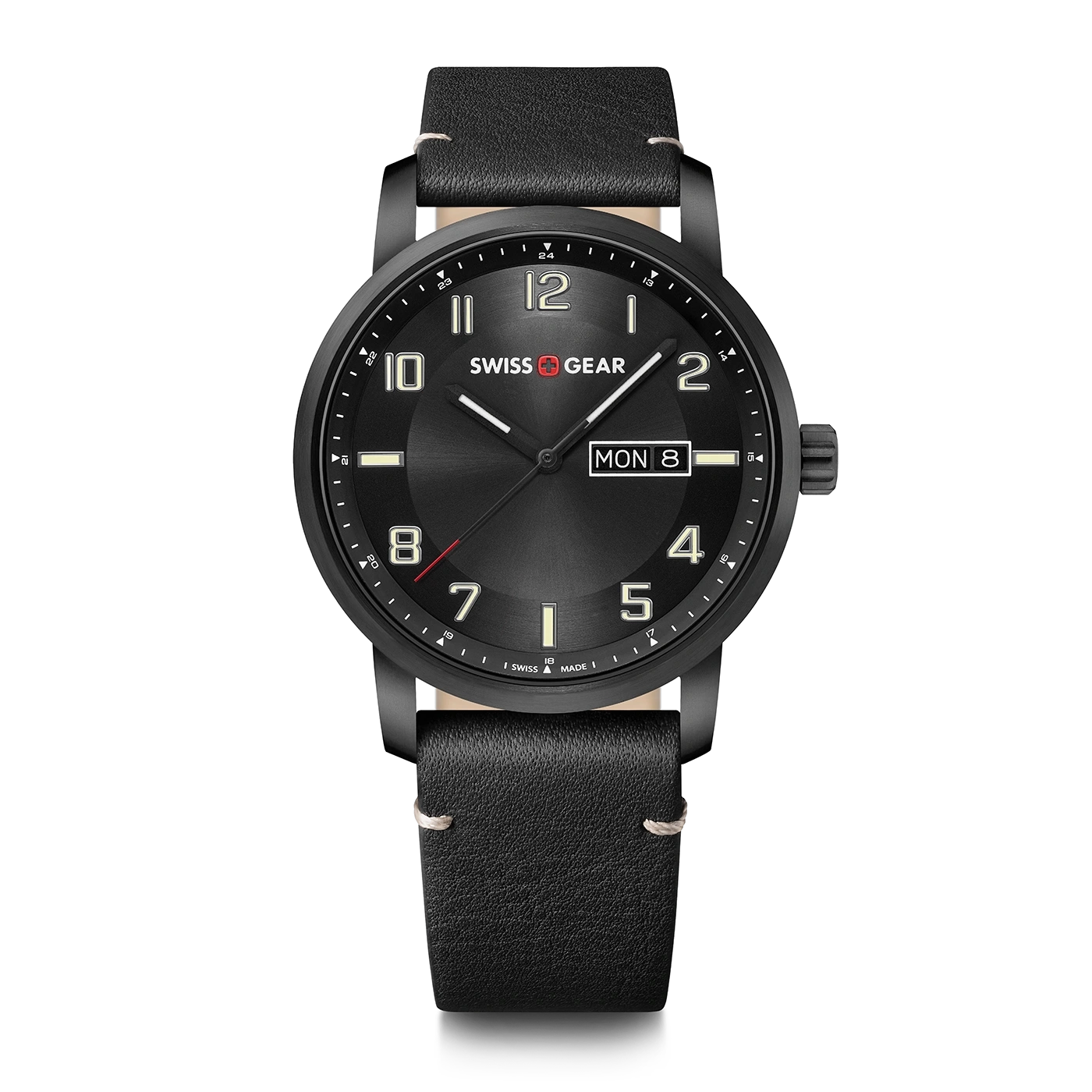 Men's watch black Ø 42 mm Multifunctional watch with day and date display