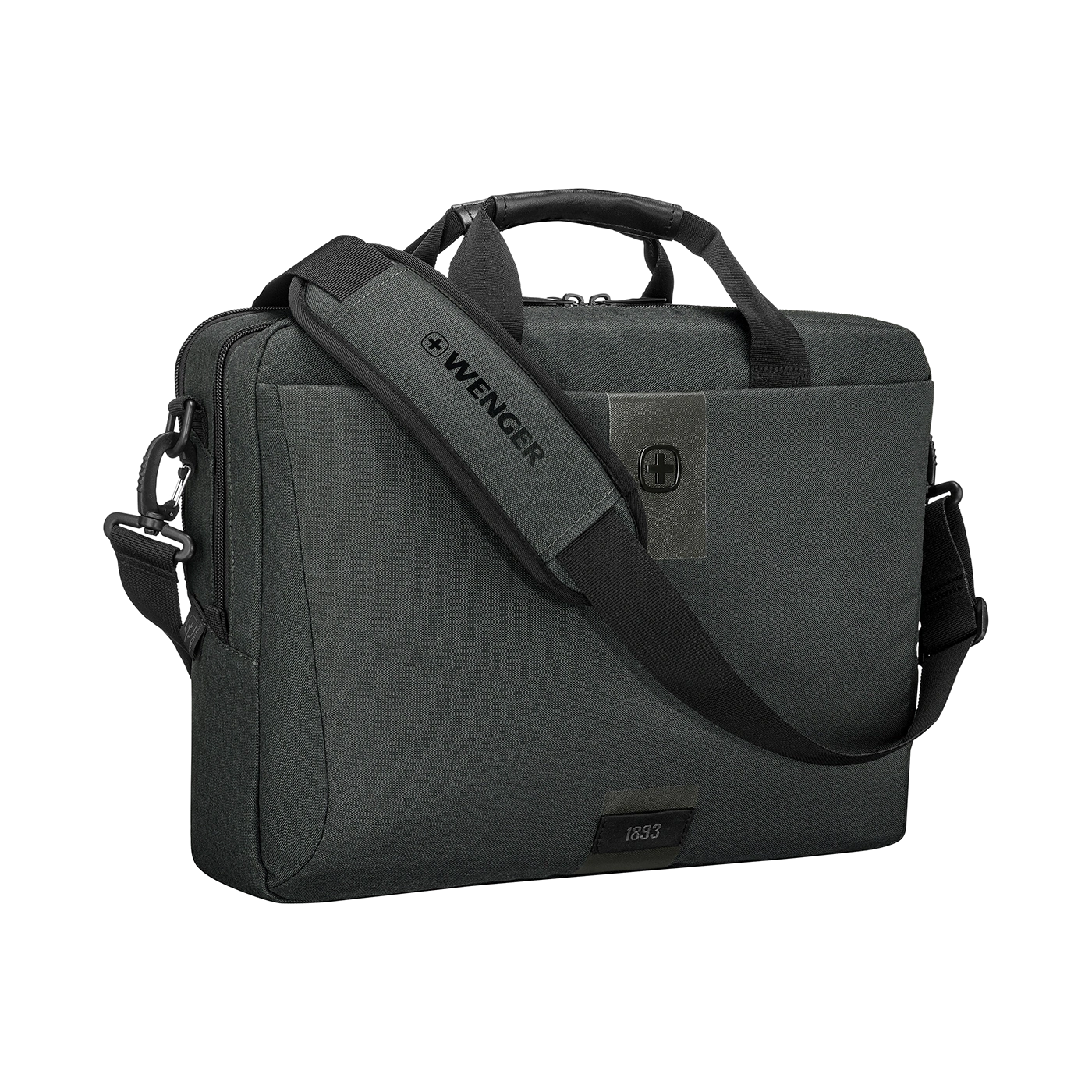 Dark gray Wenger briefcase with shoulder strap and handle, 1893