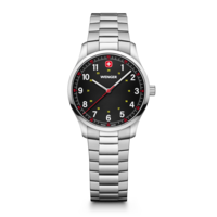 Ladies' watch silver, black Ø 34 mm Slim, minimalist watch with a sporty design