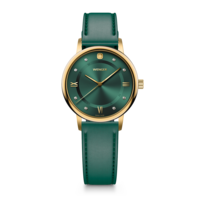 Women's watch gold-green Ø 35 mm Feminine watch with Swarovski crystals