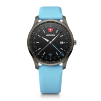 Men's watch black-blue Ø 42 mm Swiss Made Quartz Watch with GMT Function
