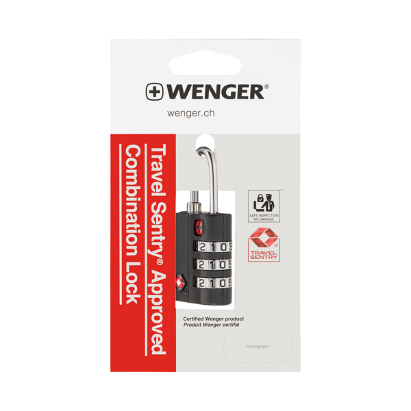 Wenger Travel Sentry combination lock, approved, safe inspection, hologram, black