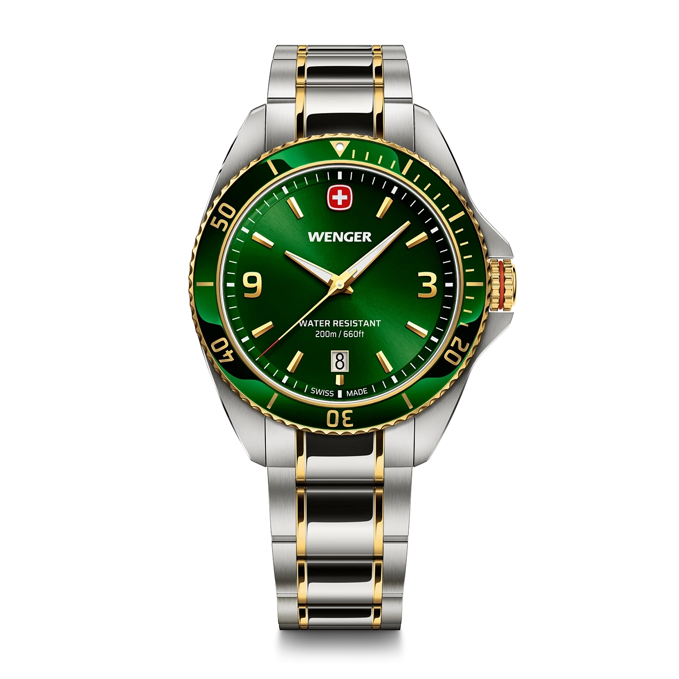 Men's watch green-two-coloured Ø 40 mm Elegant quartz watch, made in Switzerland