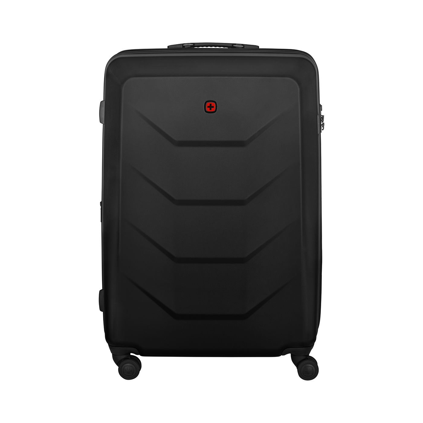 Black suitcase with red cross logo on a black background