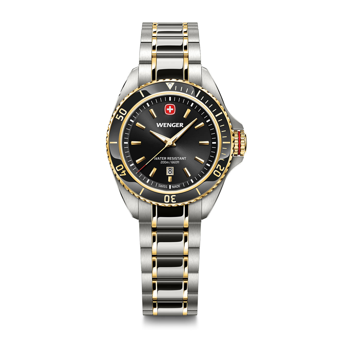 Wenger men's watch with silver and gold band