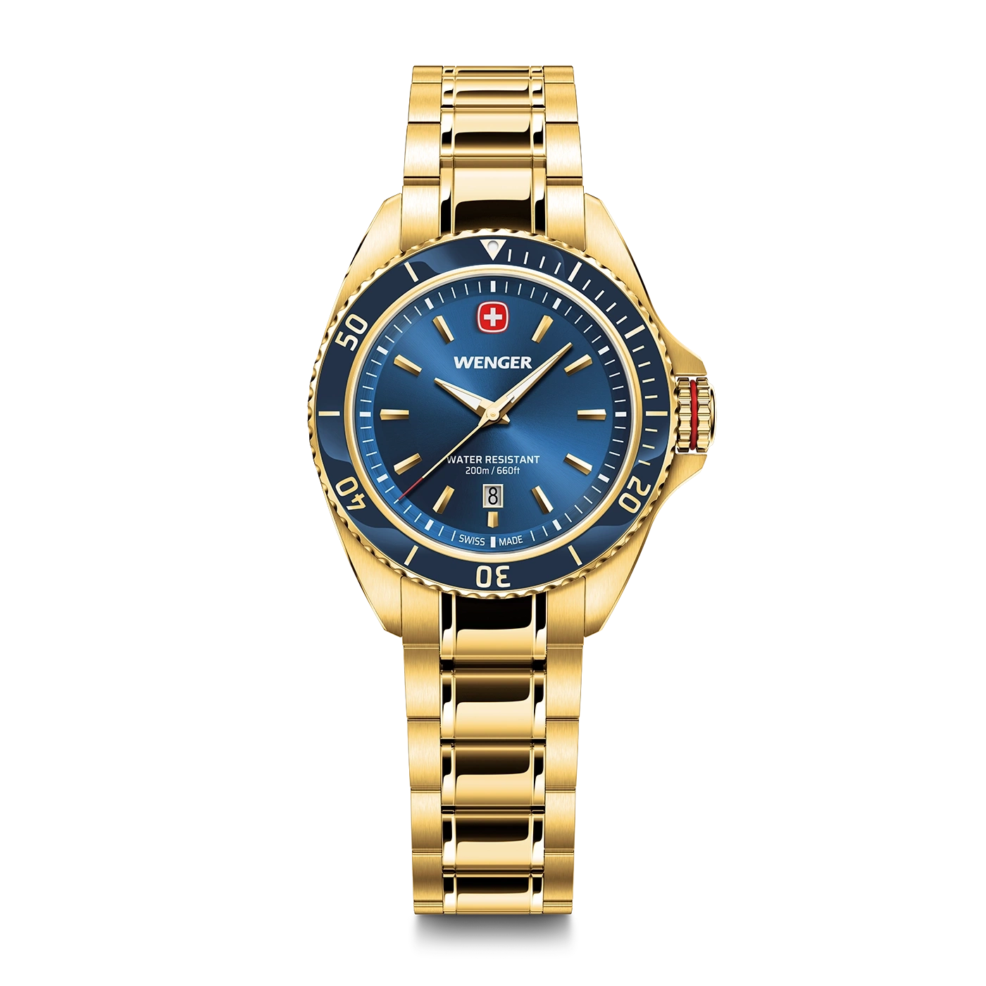 Women's watch gold-blue Ø 34 mm Elegant quartz watch, made in Switzerland
