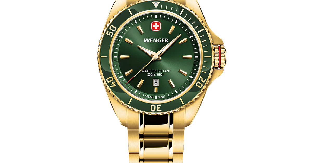 Wenger Executive Men's watch gold-green Ø 34 mm