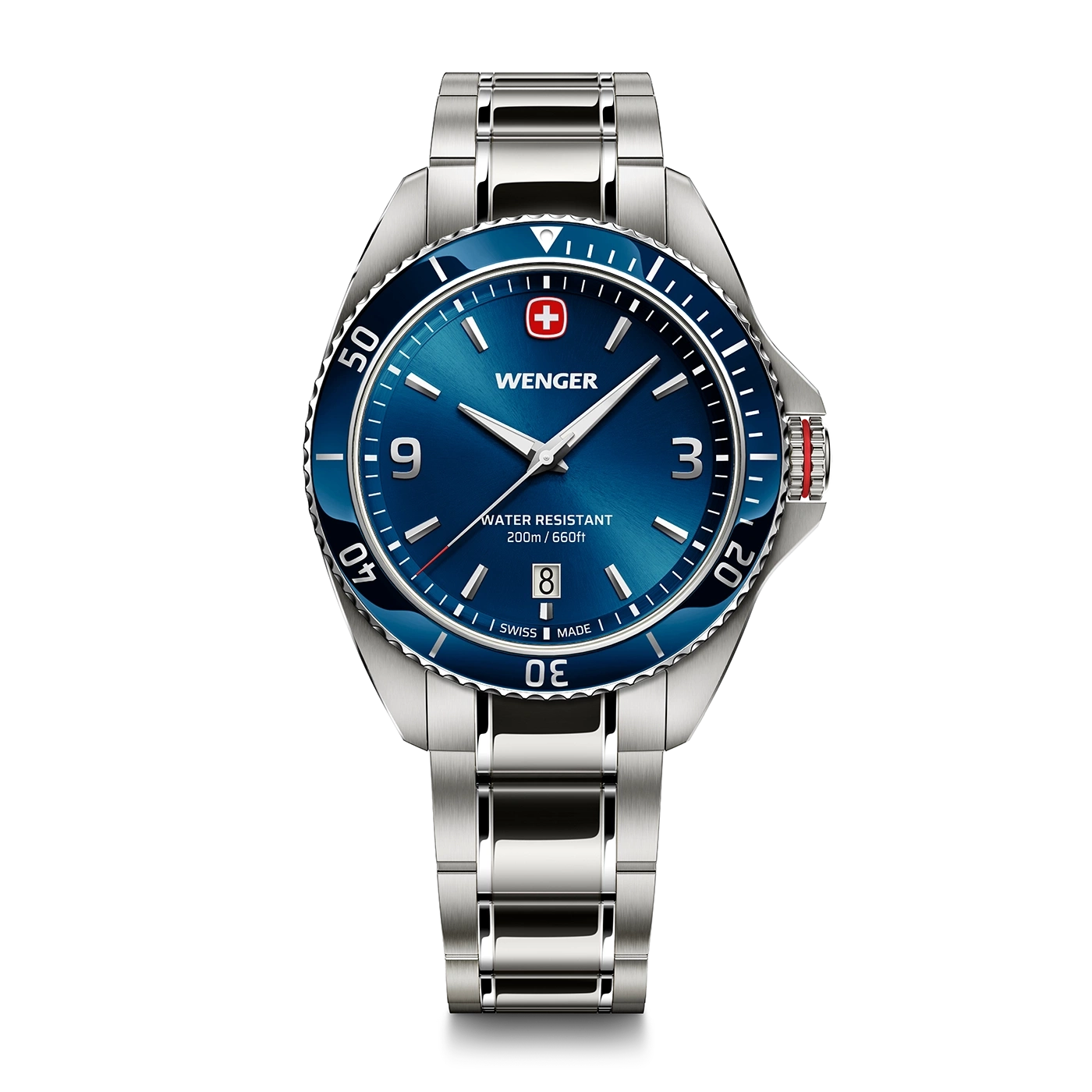 Men's watch blue-silver Ø 40 mm Elegant quartz watch, made in Switzerland