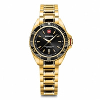 Women's watch gold-black Ø 34 mm Elegant quartz watch, made in Switzerland