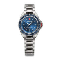 Women's watch silver-blue Ø 34 mm Elegant quartz watch, made in Switzerland