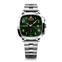 Chrono men's watch silver-green Ø 39.5 mm A classic, sporty chronograph with a modern twist