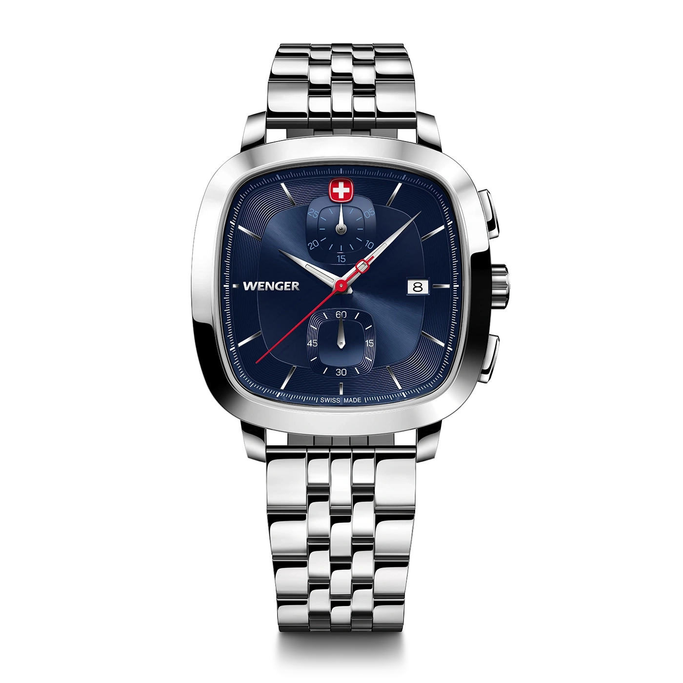 Chrono men's watch silver-blue Ø 39.5 mm A timeless, classic chronograph with a modern twist