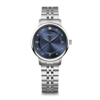 Women's watch silver-blue Ø 35 mm Feminine watch with Swarovski crystals