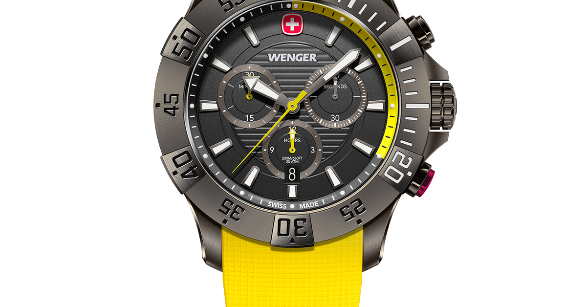 Wenger Seaforce Chrono men's watch yellow-grey Ø 43 mm